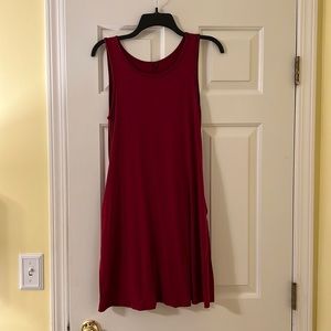 Women's Summer Casual Swing Dress or Beach Cover up with Pockets, wine red